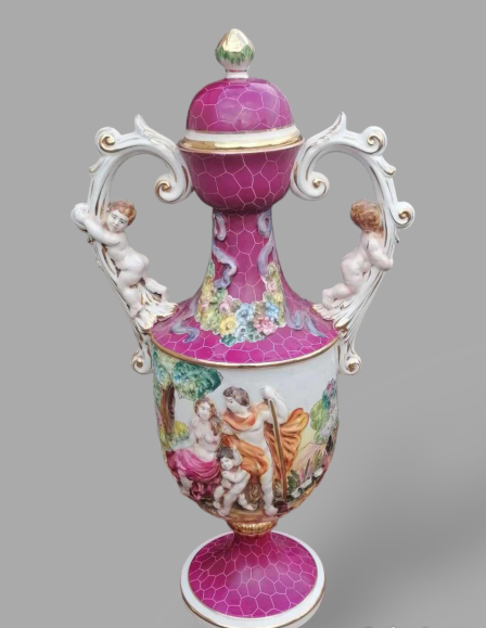 Capodimonte porcelán serleg, kancsó