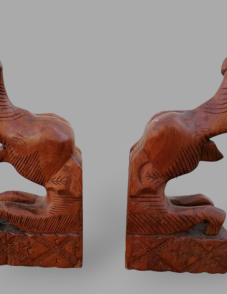 Elefánt tikkfa könyvtartó, könyvtámasz