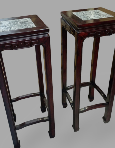 Kínai márványlapos posztamens, virágtartó