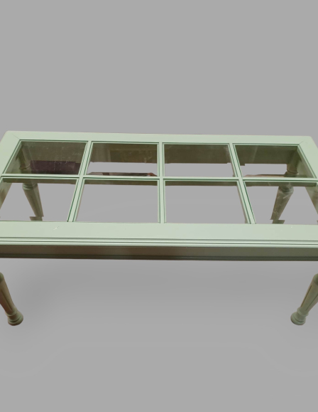 Üveglapos zöld provence dohányzóasztal