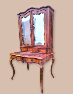 Antik neobarokk emelvényes,tükrös íróasztal