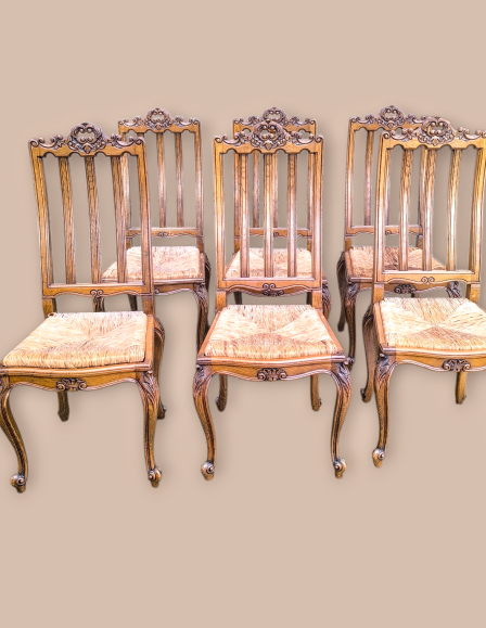 6 db antik neobarokk magas támlás szék.