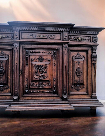 Impozáns dúsan faragott antik neorenszánsz tálaló,komód pár (cca.1880)