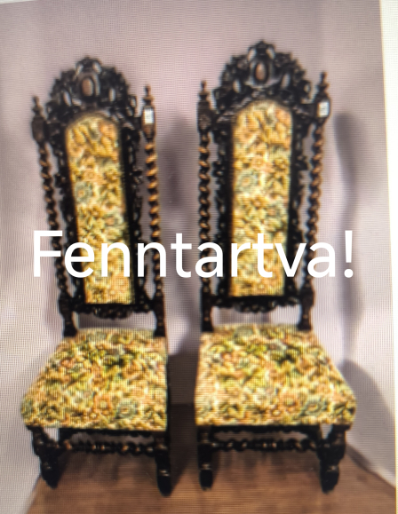 Antik neoreneszánsz magas támlás szék pár.