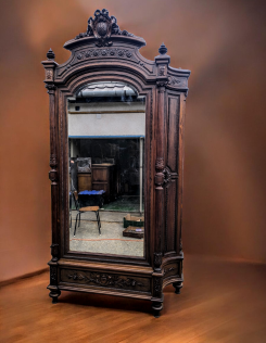 Antik neoreneszánsz tükrös ruhás szekrény,gardrób.
