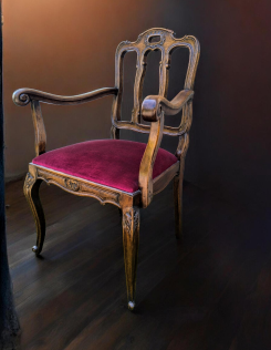 Antik neobarokk karosszék elegáns bordó bársony kárpittal