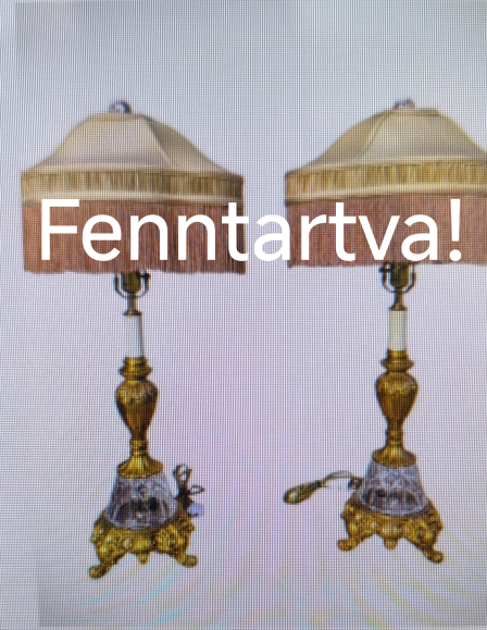 80 cm magas réz-üveg asztali lámpa pár