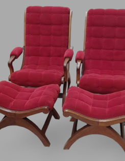 Chesterfield jellegű fotel és lábtartó puff