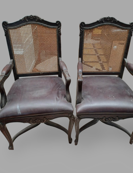 Antik bőr fotel párban