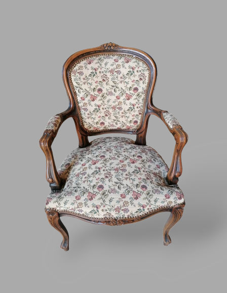 Neobarokk virágos fotel, karosszék