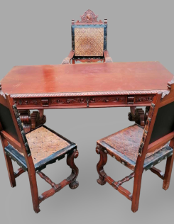 Spanyol stílusú dolgozószoba, íróasztal +székek