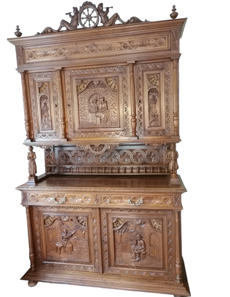 Antik Breton stílusú szekrény,tálalószekrény