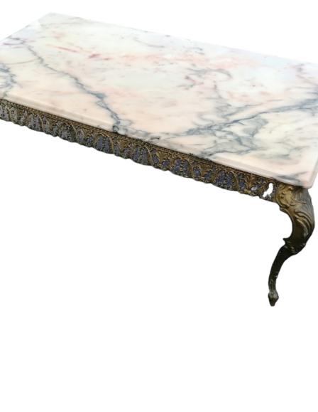 Réz dohányzóasztal márványlappal