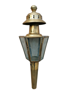 Réz hintó lámpa metszett üveggel