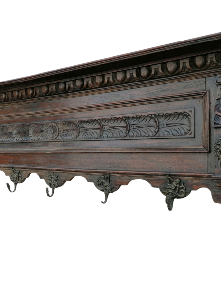 Antik neoreneszánsz 175 cm hosszú fali fogas-akasztó