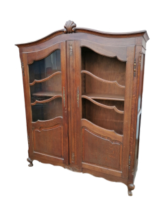 Antik neobarokk vitrin-könyvszekrény