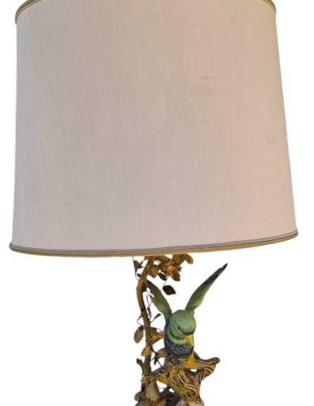 Giulia Mangani különleges asztali madaras porcelán lámpája Sevres jelzéssel.