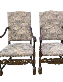 Antik neoreneszánsz fotel, trónszék pár