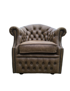 Chesterfield stílusú valódi bőr fotel