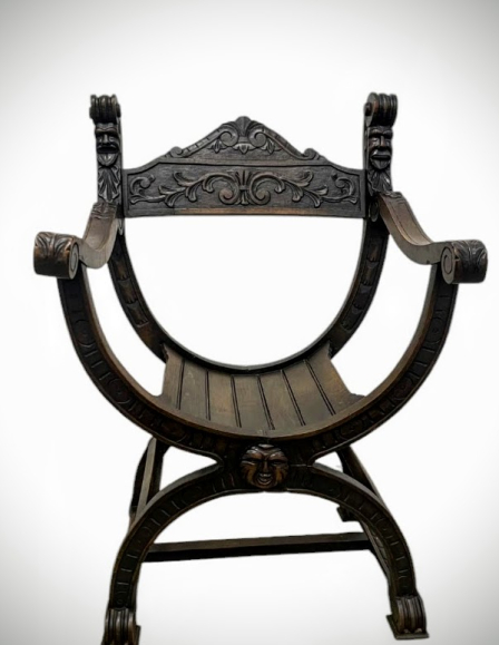 Antik Savonarola karosszék,szék