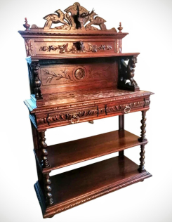 Antik neoreneszánsz márványlapos pohárszék.