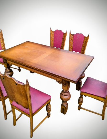 Tölgy étkezőgarnitúra,bővíthető asztal + 6 db szék