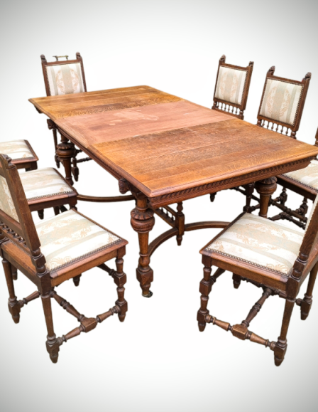 Antik 8 székes étkező garnitúra