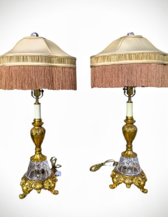 80 cm magas réz-üveg asztali lámpa pár