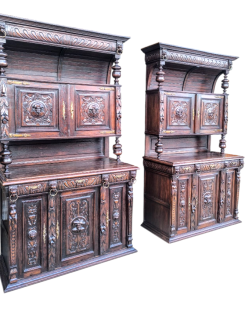 Antik neoreneszánsz tálalószekrény pár.