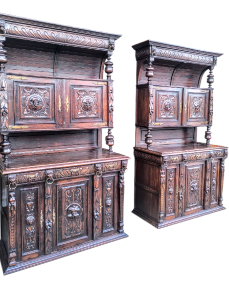 Antik neoreneszánsz tálalószekrény pár.