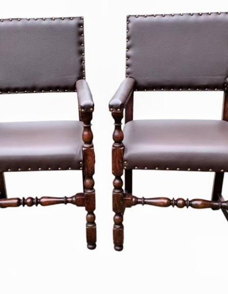 Antik valódi bőr fotel,karosszék pár.