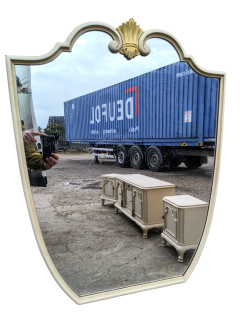 Neobarokk, provence stílusú festett tükör.