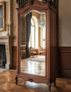 Antik Francia tükrös ruhásszekrény,gardrób (Louis XV stílus)