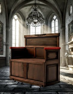 Antik neoreneszánsz faragott tölgyfa díszpad – reprezentatív darab