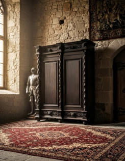 Impozáns Antik Neoreneszánsz Szekrény – Dúsan faragott, 19. sz. végi mestermunka