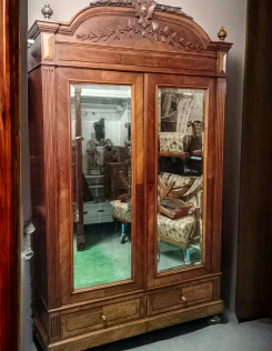 2 ajtós antik tükrös ruhás szekrény,gardrób.